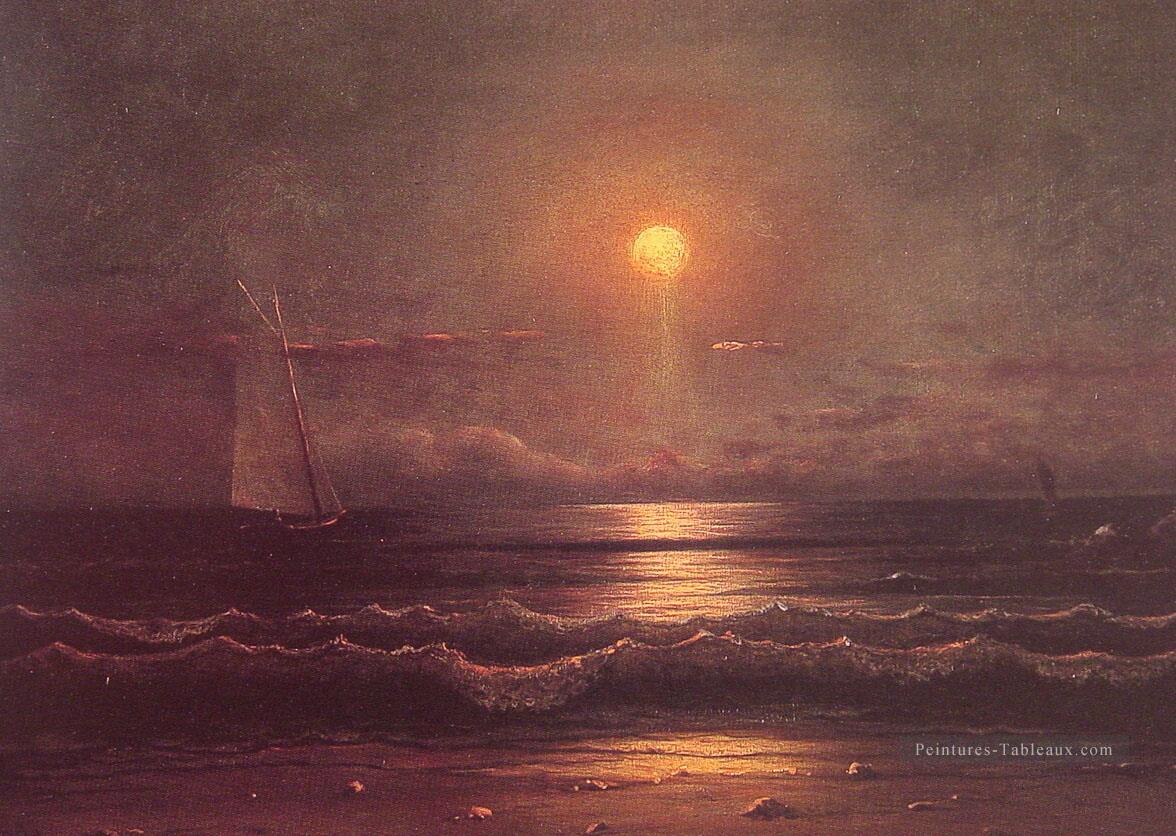 Voile au clair de lune paysage marin Martin Johnson Heade Peintures à l'huile